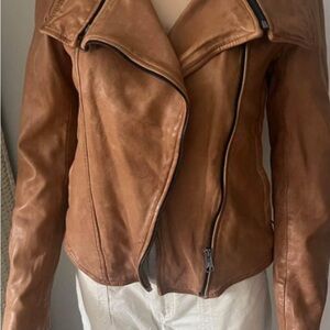 Soia & Kyo tan Leather Jacket NWOT size xs